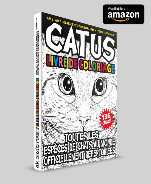 CATUS livre de coloriage: Toutes les espéces de chats au monde officiellement répertoriées (Les livres créatifs et éducatifs des Ateliers Kaymak) available at amazon