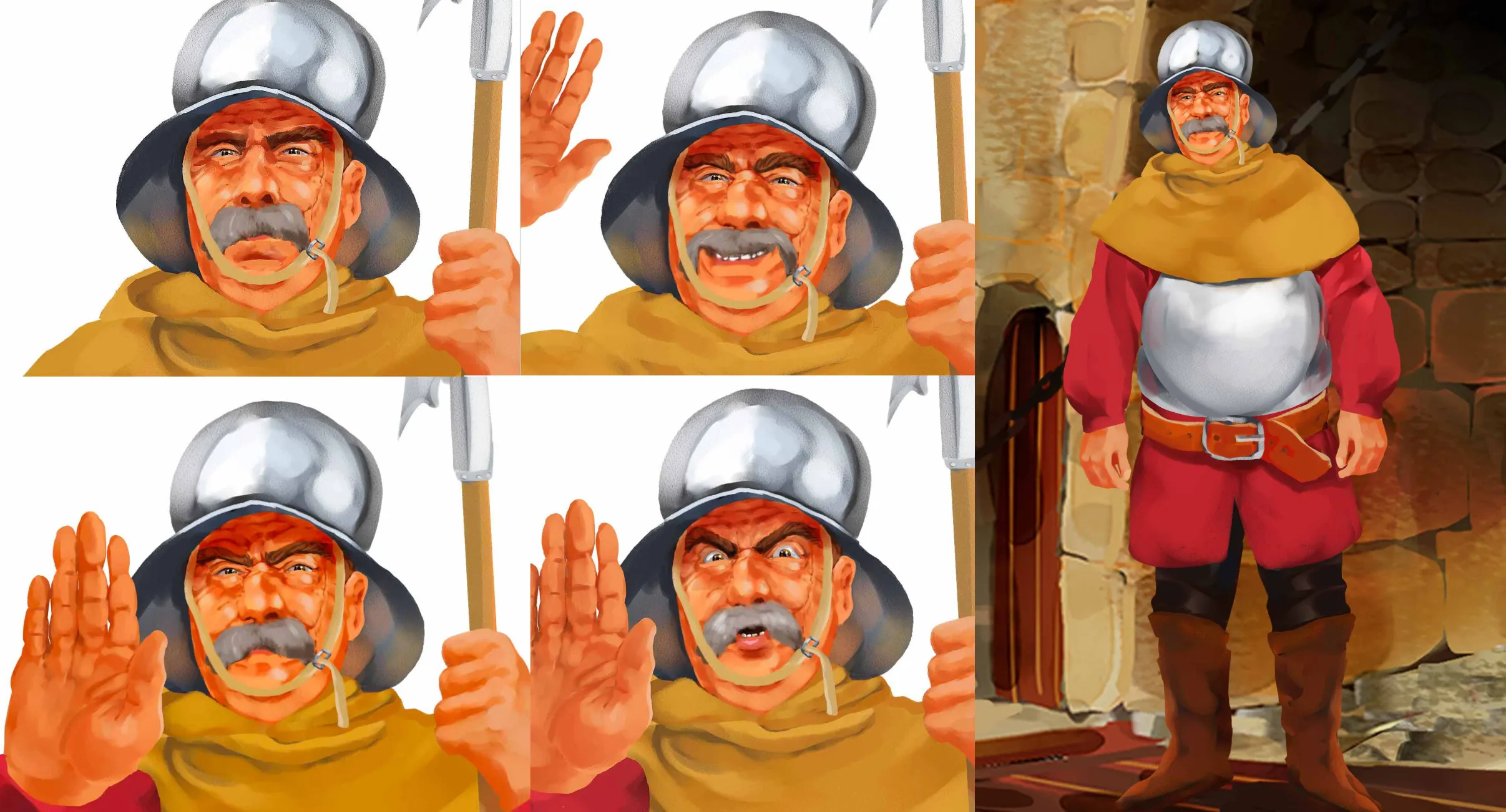 Medieval guard character Heribert design