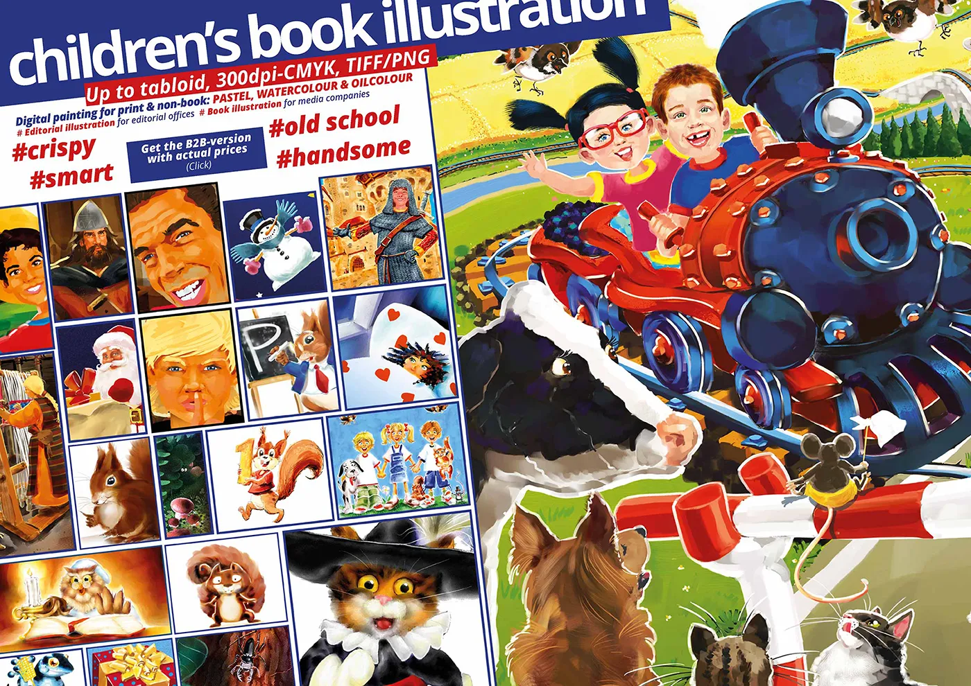 Children’s book style character illustrations